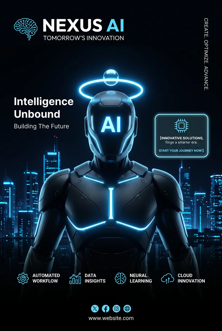 Future AI Technology Launch Poster
