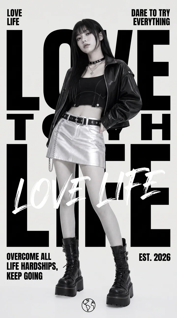 High contrast B&W typography portrait poster