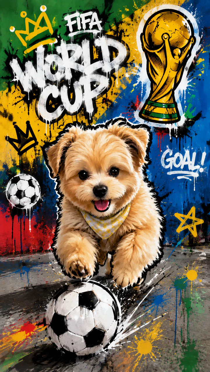 Dog Football Graffiti