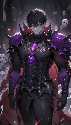 A close up of a person in a costume with a purple cape